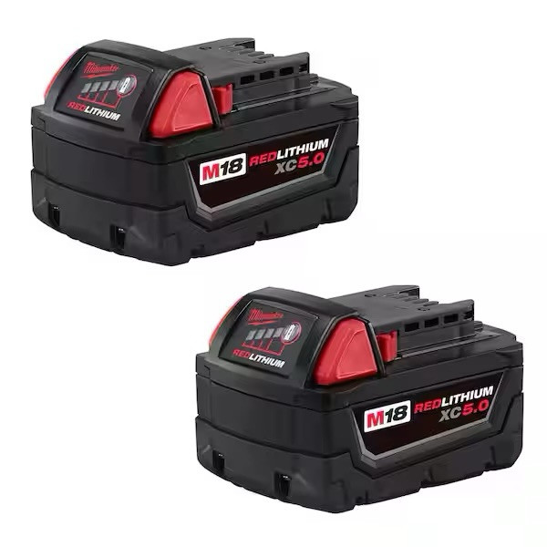 Milwaukee 48-11-1850 M18 XC 5.0 AH 18 Volt Capacity Battery 2 PACK 48-11-1852 Milwaukee 48-11-1850 M18 XC 5.0 AH 18 Volt Capacity Battery 2 PACK 48-11-1852