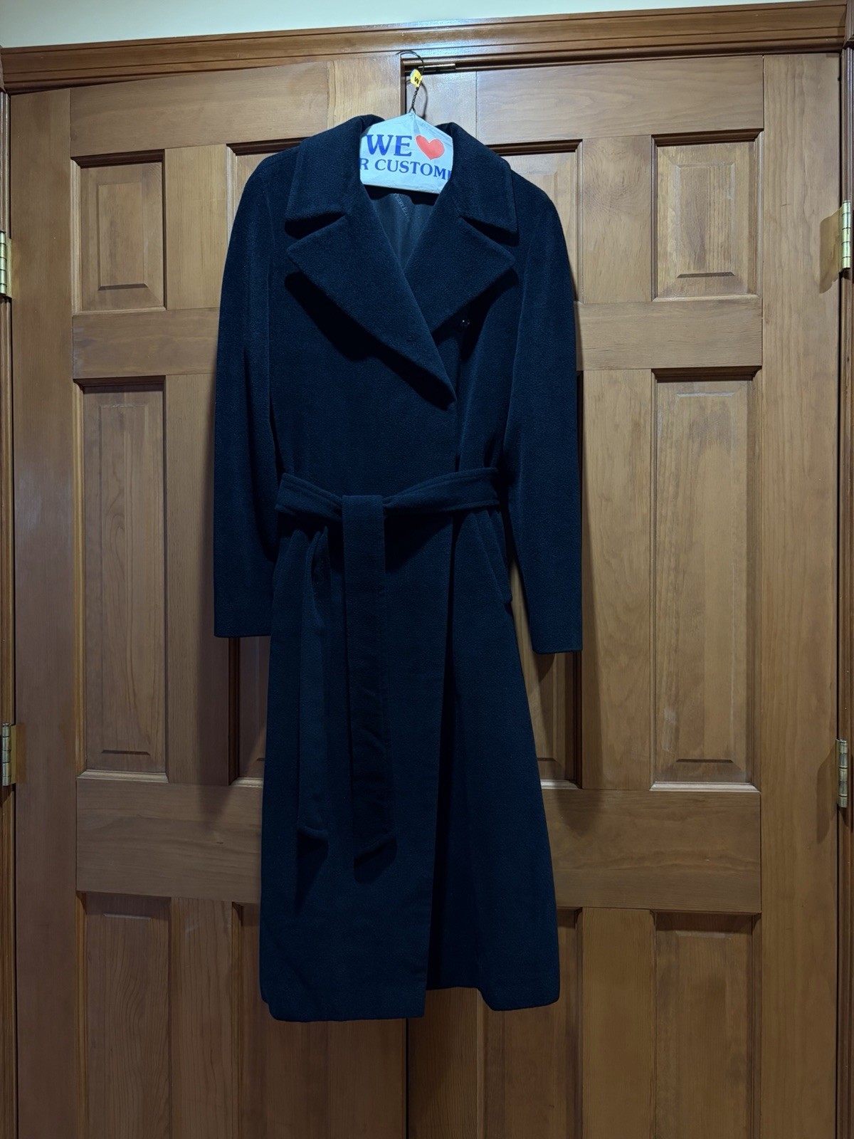 Grail Vintage 1990s Black Wool Angora Blend Coat with belt