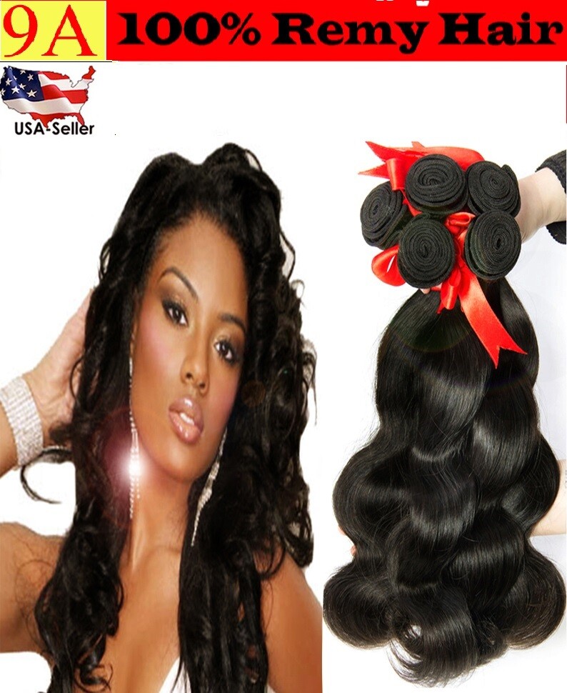 9A Virgin REMY Body Wave 100% Unprocessed Human Hair  Natural Black 1or3 bundles