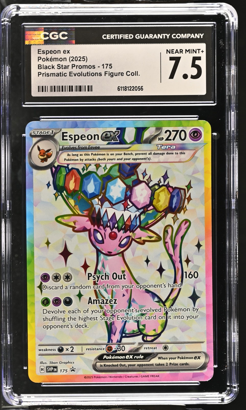 2025 Espeon EX 175 Prismatic Evolutions Figure Coll. CGC 7.5 Near Mint+