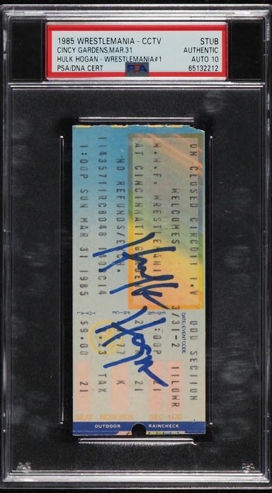 HULK HOGAN 1985 WRESTLEMANIA WWF 1 TICKET PSA AUTHENTIC DNA AUTO 10💥 POP 1