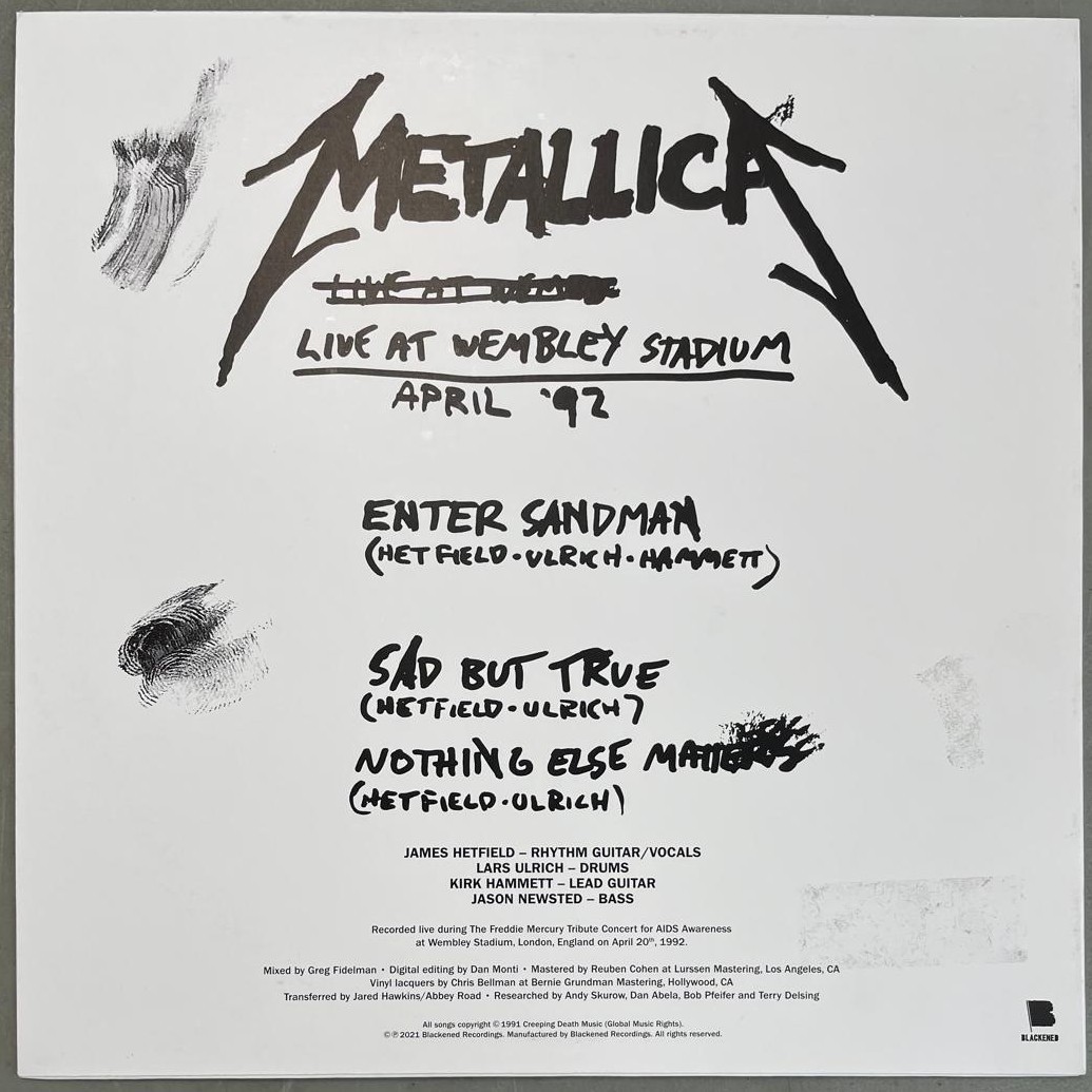 Metallica Live At Wembley Stadium Freddie Tribute 4/20/1992 Vinyl Record