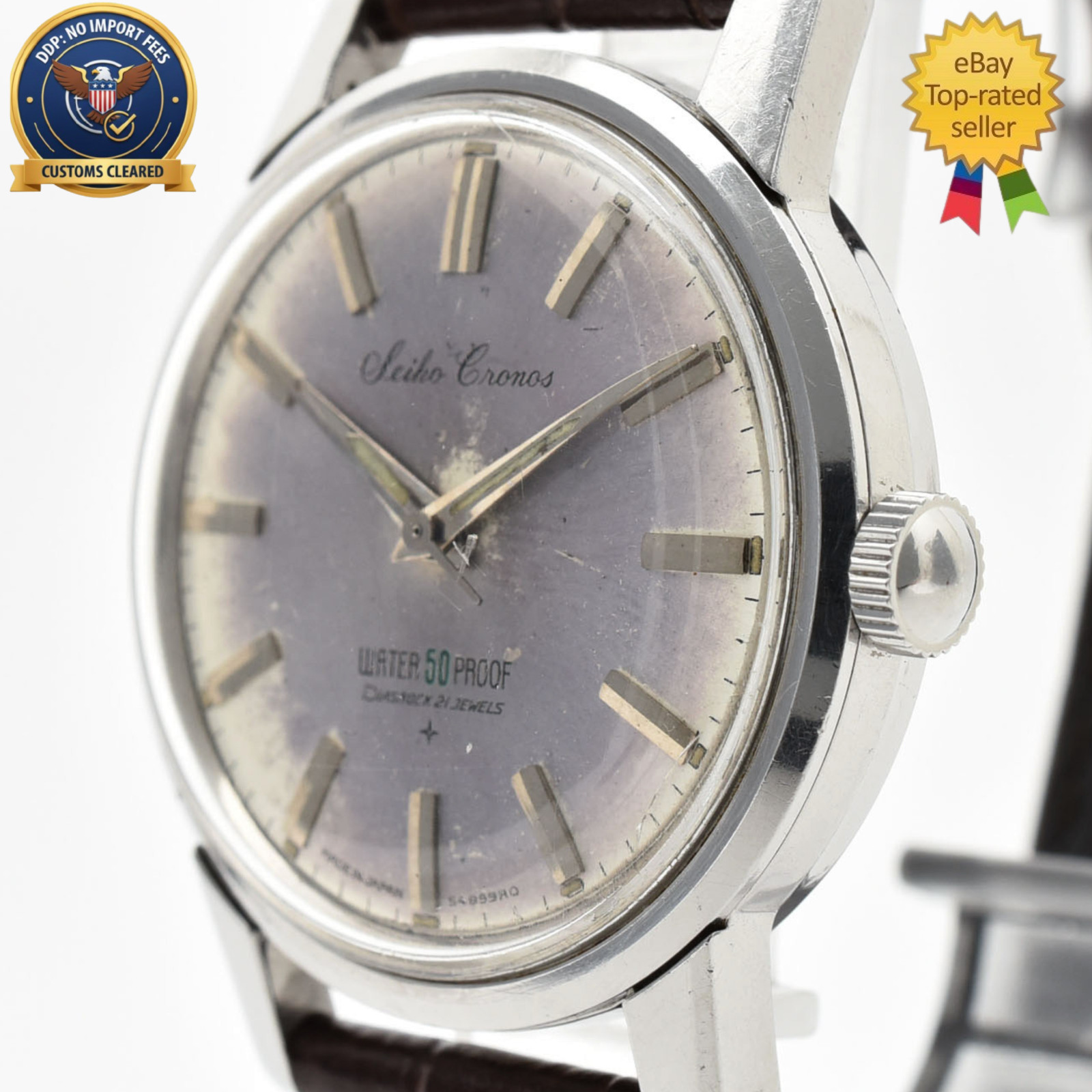 [Exc+5] SEIKO J1304 Chronos Silver Dial 35mm Hand Winding Men\'s Vintage Watch