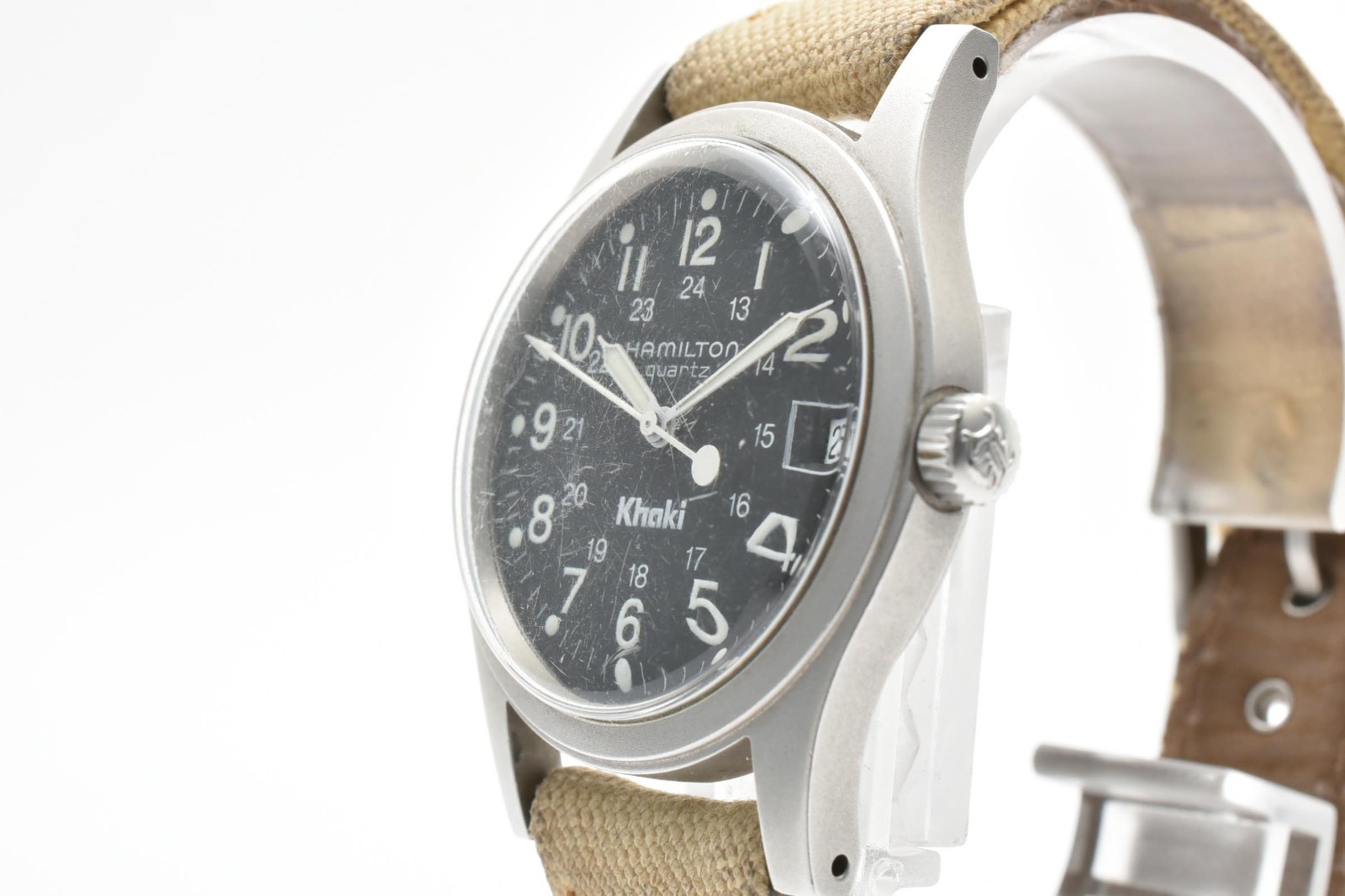 [EXC+5] Hamilton Khaki 9797 Blue Dial Military Quartz Men\'s Watch From JAPAN