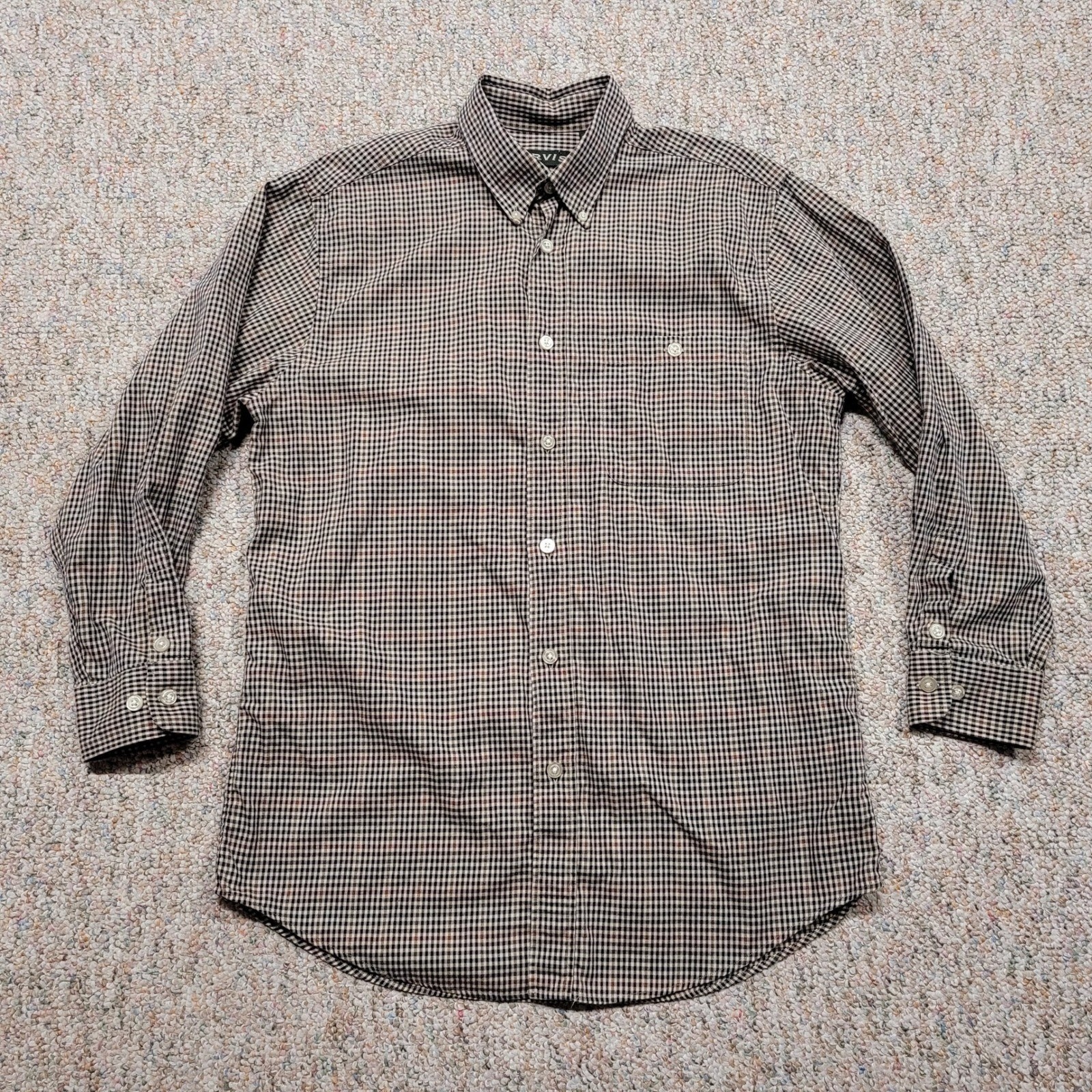 Orvis Country Twill Shirt Mens Medium Multicolor Plaid Button Down Long Sleeve