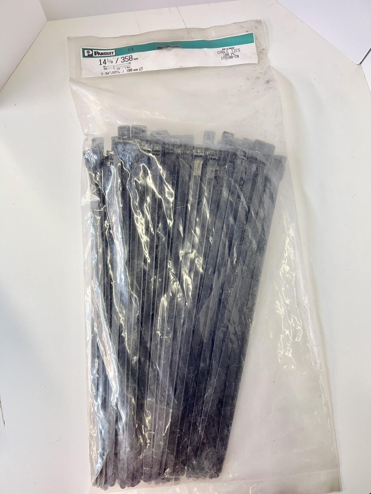 Panduit IT9100-C0 In-Line Cable Ties-100 Black 14 1/8” Ty-Wrap, Zip Tie