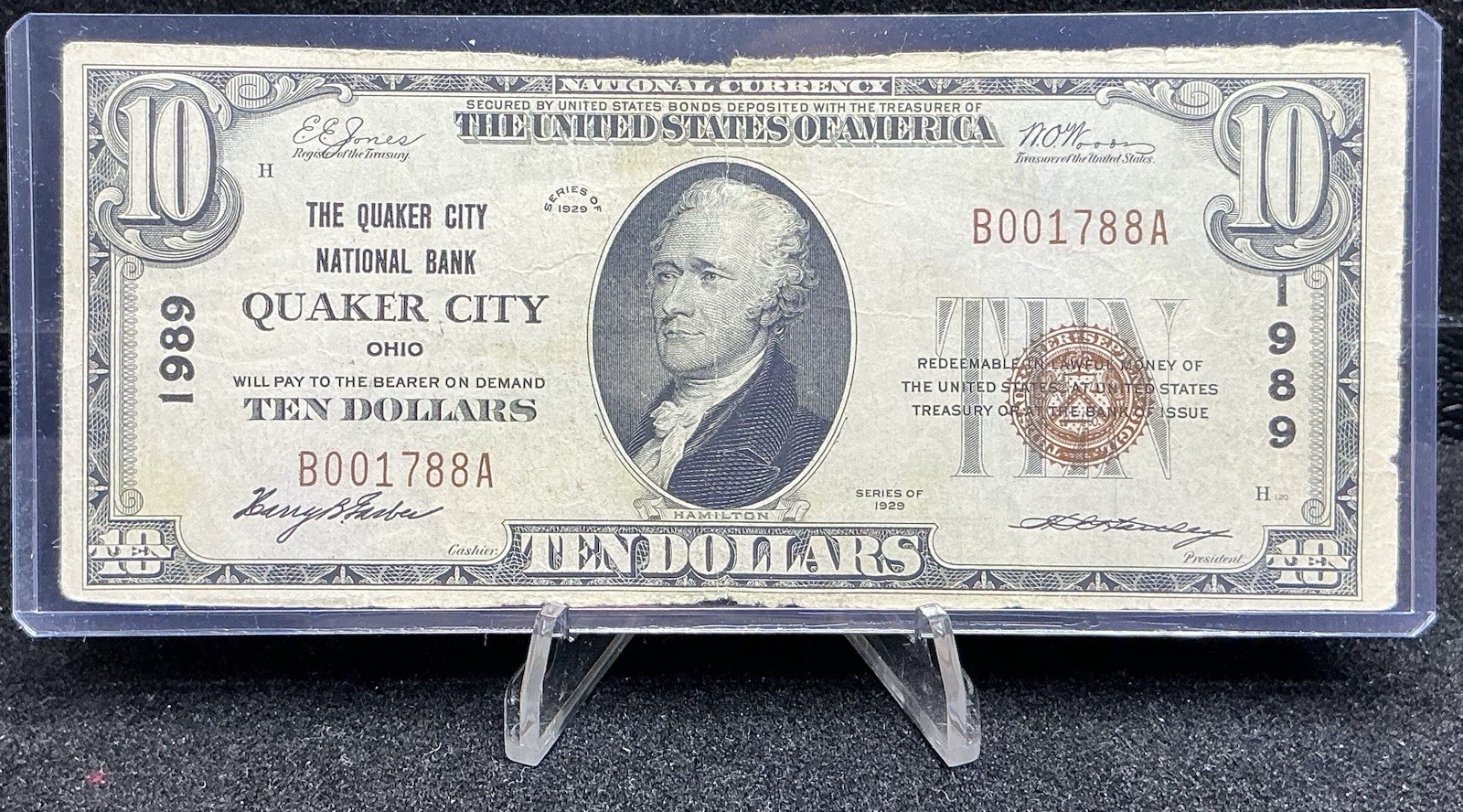 Quaker City OH-Ohio $10 1929 T-1 National Bank Note Ch #1989 Quaker City NB Z44 Quaker City OH-Ohio $10 1929 T-1 National Bank Note Ch #1989 Quaker City NB Z44