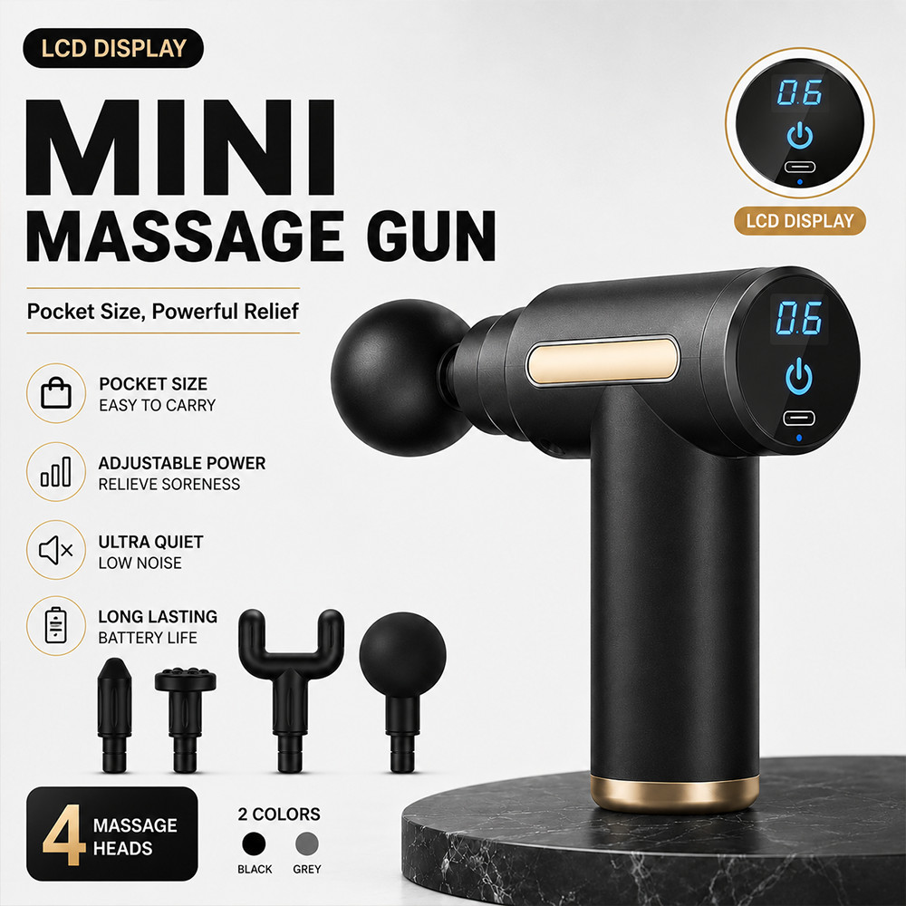 FAXHION 1pc Fascia Gun + 4pcs Massage Heads, USB- Massager Suitable FAXHION 1pc Fascia Gun + 4pcs Massage Heads, USB- Massager Suitable