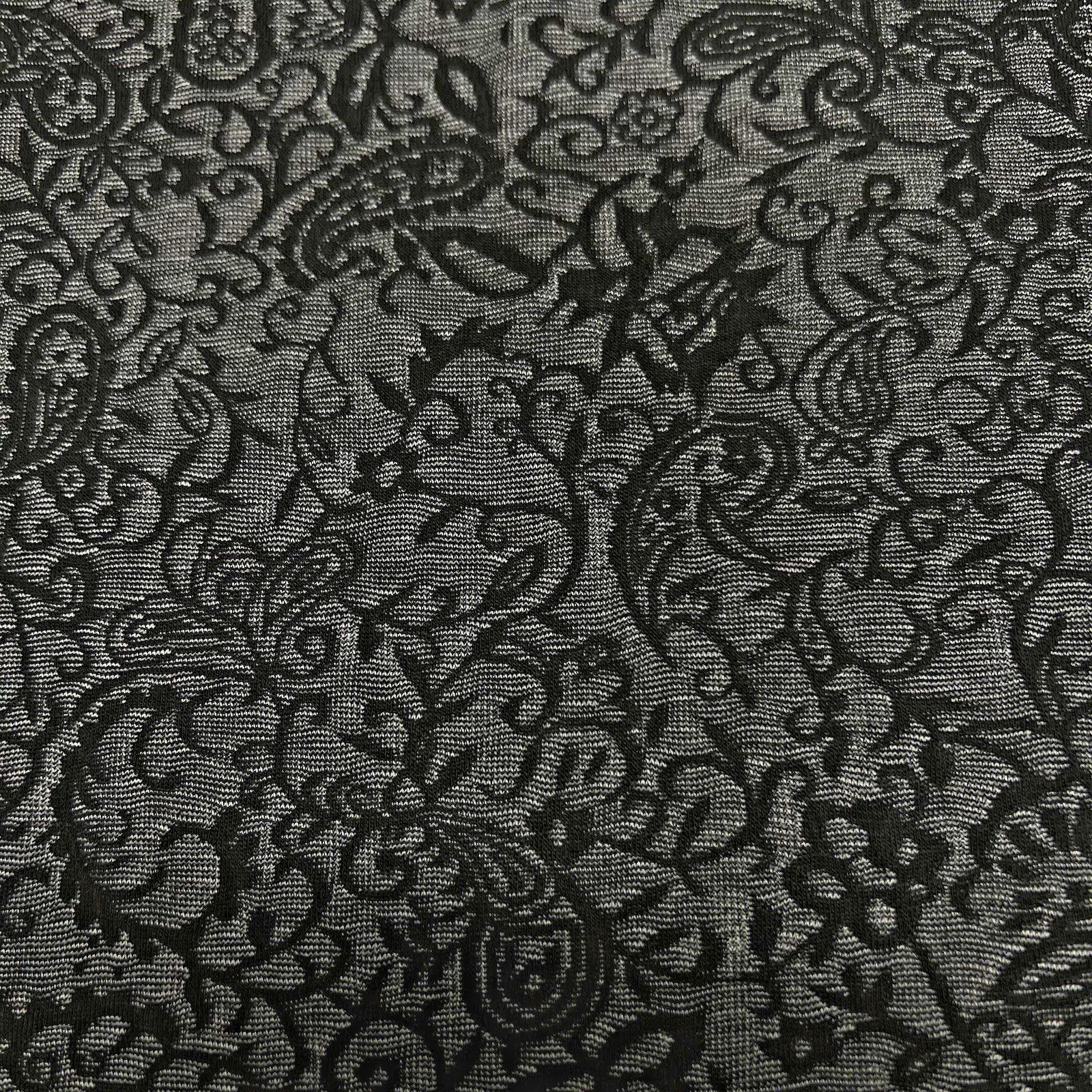 Lace Like Double Knit 100% Poly Gray/Black Stretch Fabric Lot of 5 Yards $15 Lace Like Double Knit 100% Poly Gray/Black Stretch Fabric Lot of 5 Yards $15