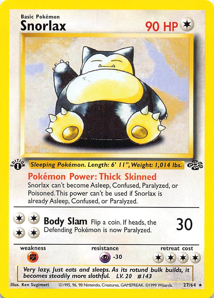 Snorlax (27) 1st Edition Rare Jungle 27/64 NM