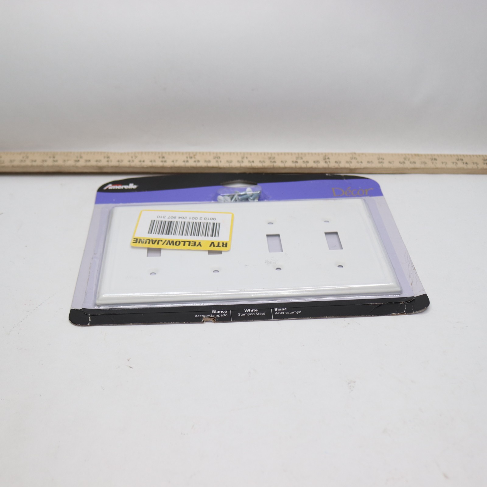AMERELLE Ascher 4 Gang Toggle Steel Wall Plate - White