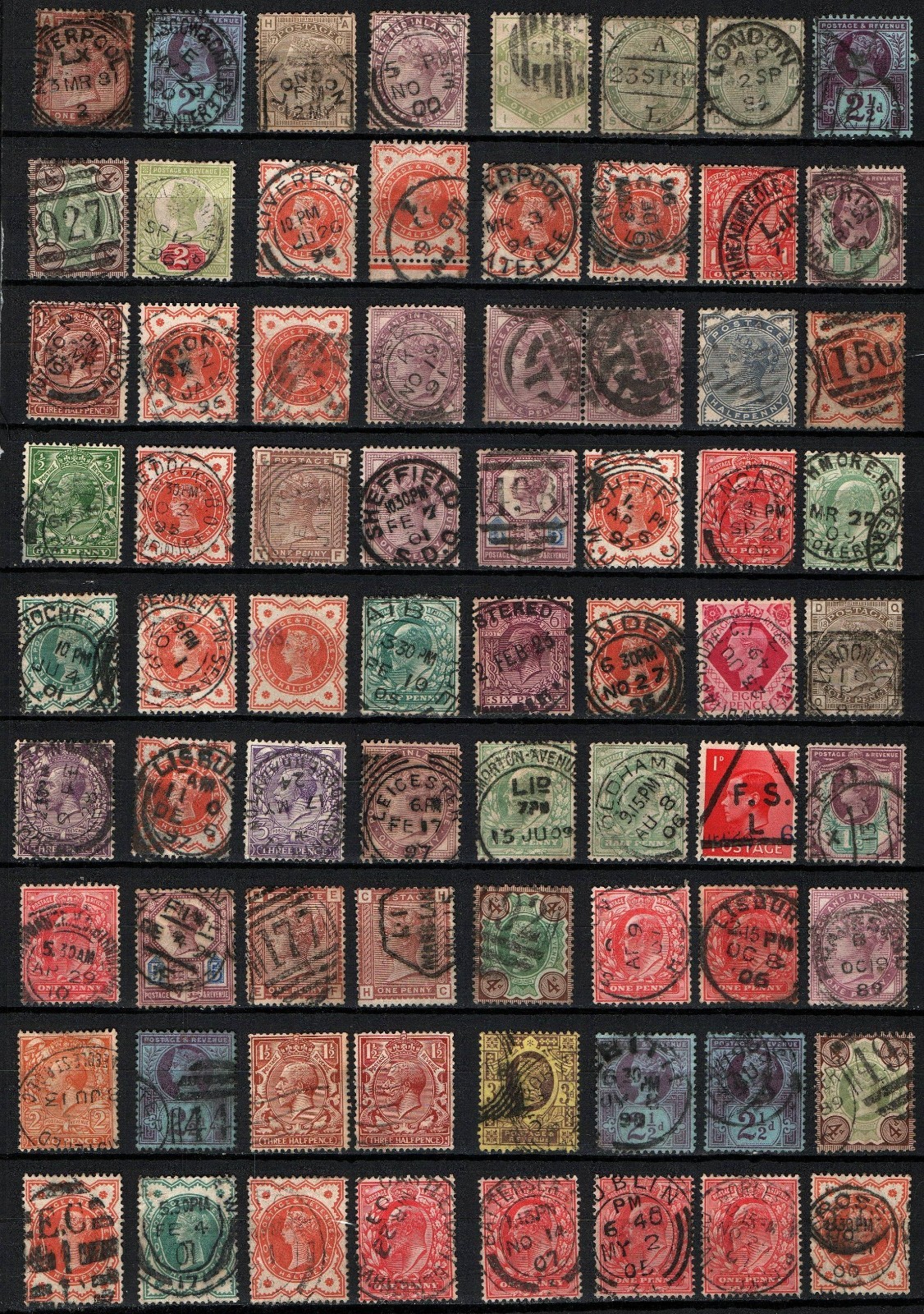 GB United Kingdom Used Stamps 72 Selected Eye Appeal Fine SON Postmarks Cancels