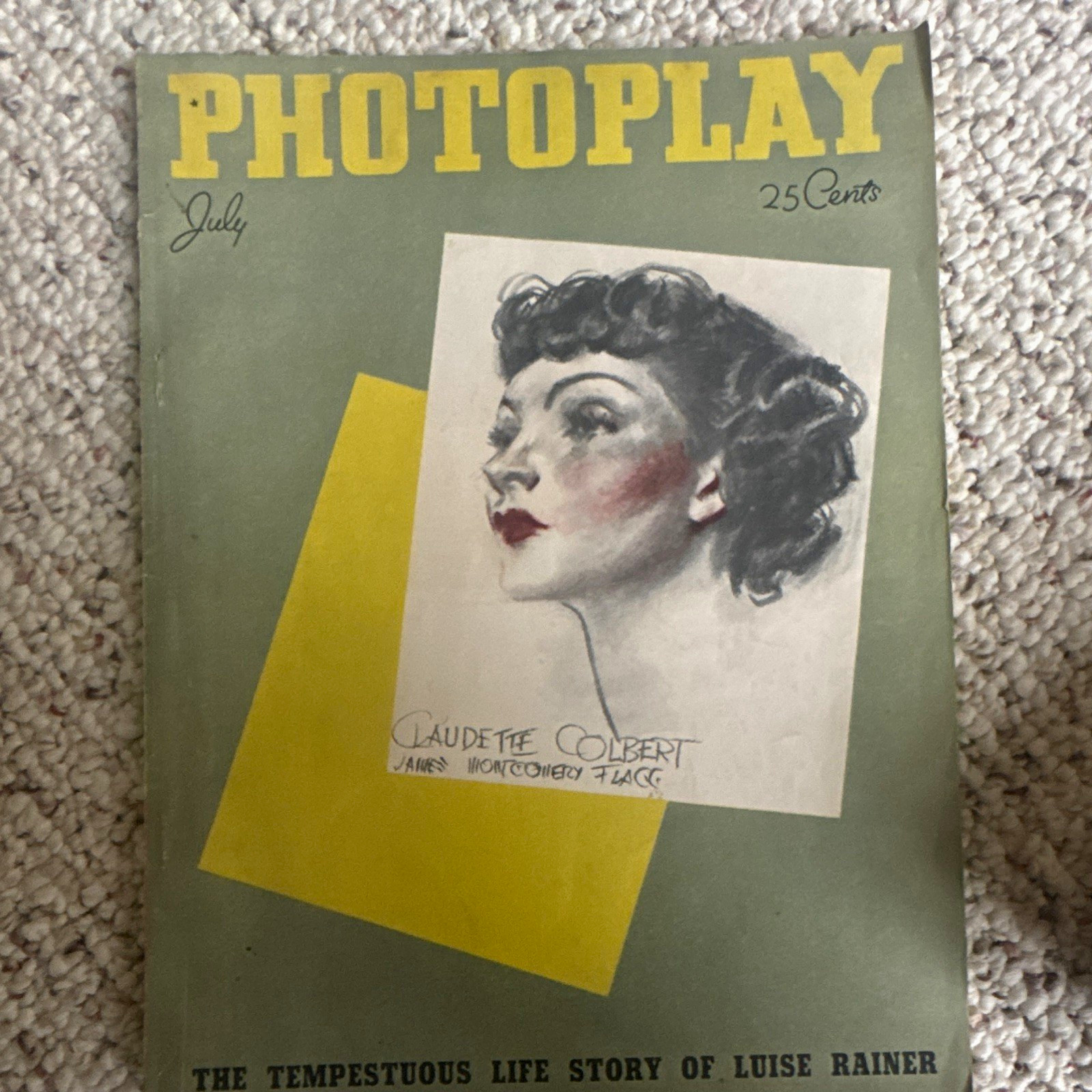Photoplay Magazine July Issue Claudette Colbert Cover Flagg Luise Rainer Photoplay Magazine July Issue Claudette Colbert Cover Flagg Luise Rainer