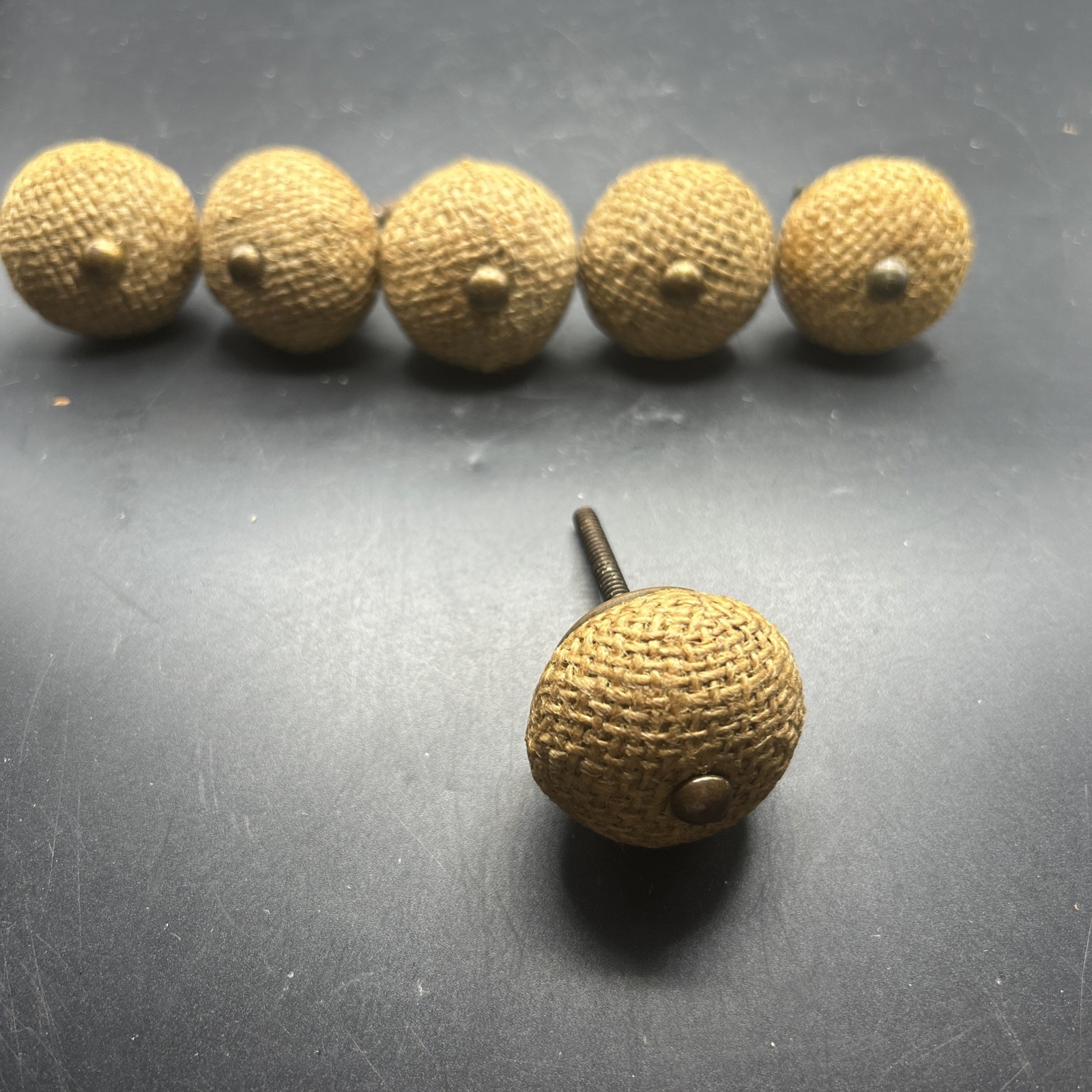 6 Antique Tweed Or Bamboo Rope Door Pulls Salvage Heavy