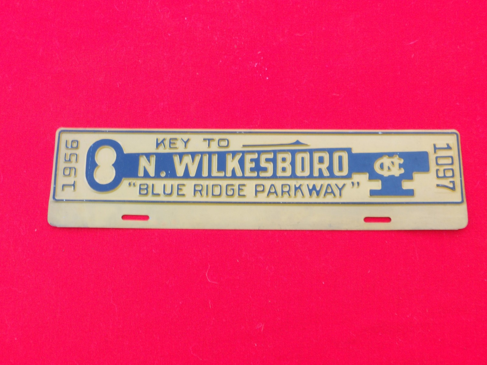 VINTAGE NOS 1956 KEY TO BLUE RIDGE PARKWAY TAG TOPPER PERMIT TAG N. WILKESBORO