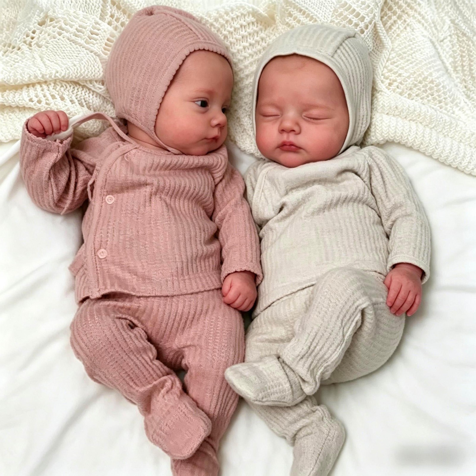 Anano Reborn Baby Dolls Twins Boy and Girl, 18 in Realistic 20 inches, White Anano Reborn Baby Dolls Twins Boy and Girl, 18 in Realistic 20 inches, White