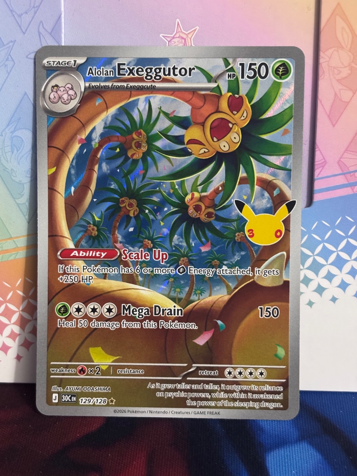 Alolan Exeggutor Holo Me: 30th Celebration 129/128 Illus Rare English