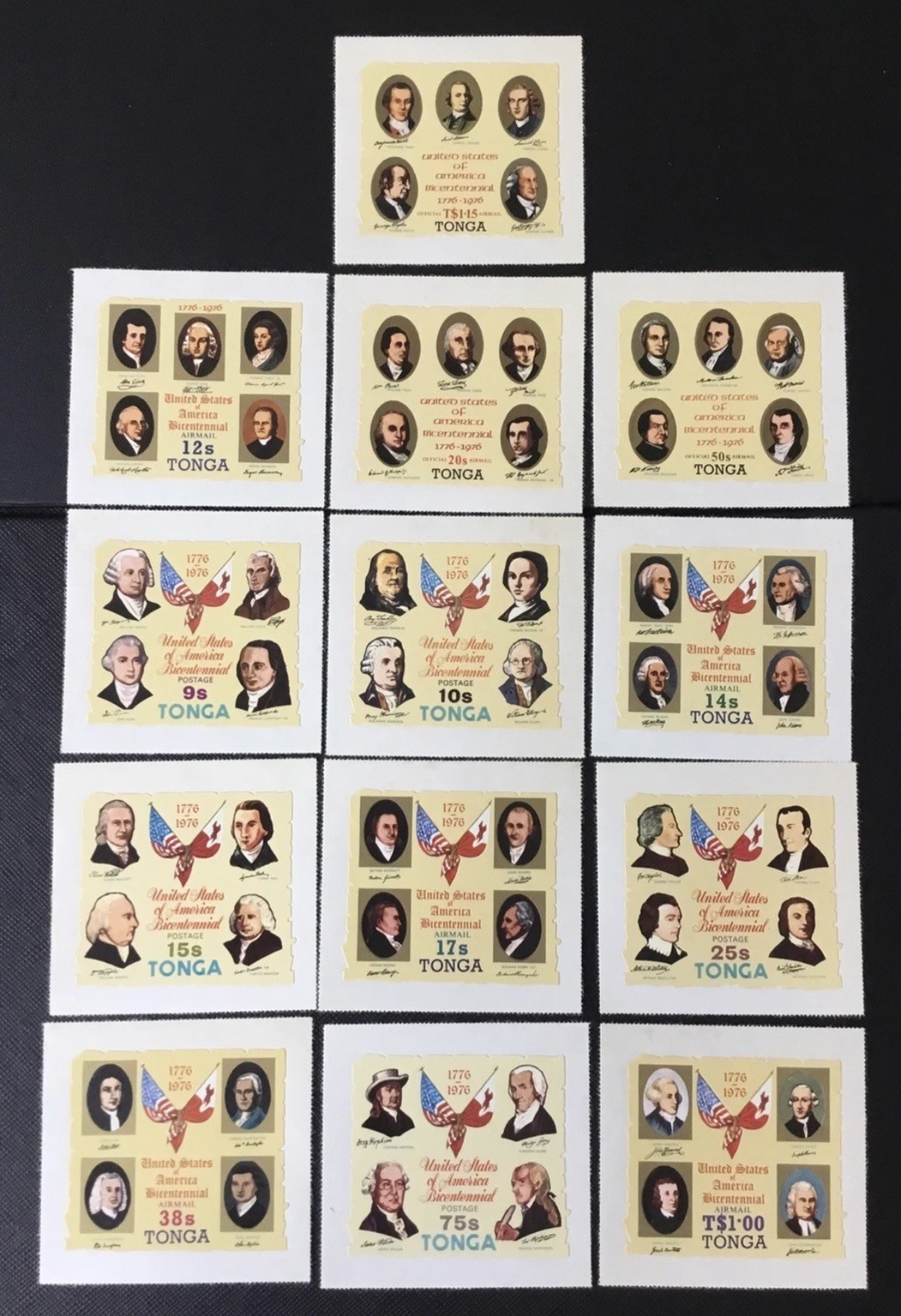 TONGA AMERICAN BICENTENARY COMPLETE SET MINT NH SELF-ADHEISIVE STAMPS 1976