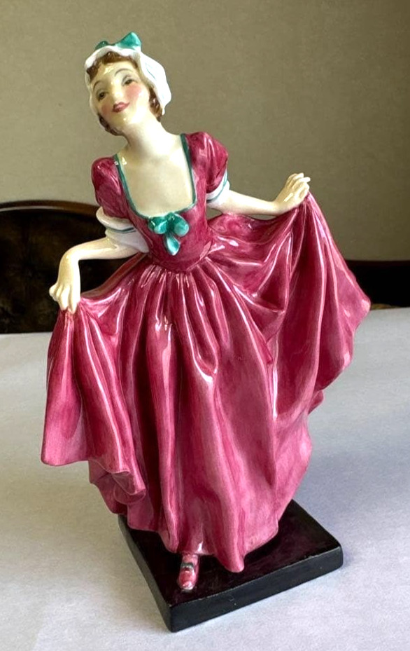Vintage Porcelain Royal Doulton Delight HN1772 Woman Magenta-Red Dress Figurine