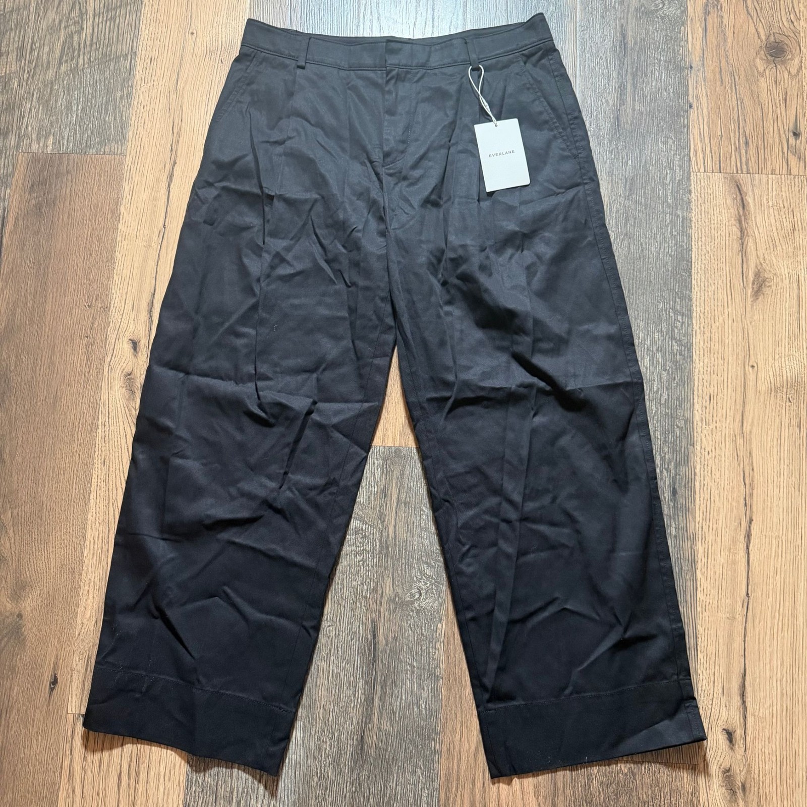 Everlane Organic Cotton Blend Relaxed Trouser Pants Women\'s Size 8 in Black NWT