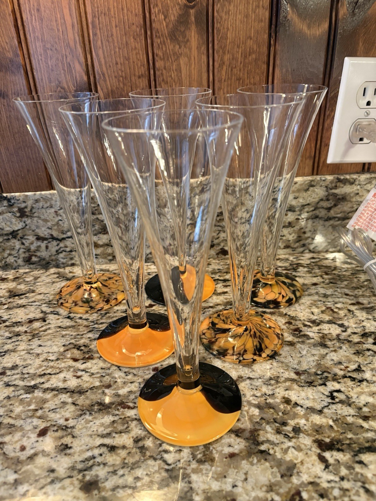 Hand Blown Murano Glass Flutes Designed By Carlo Moretti