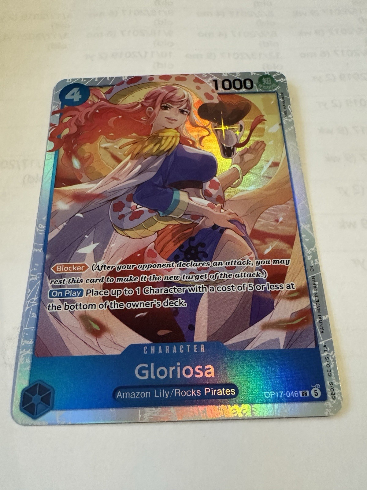 Bandai Gloriosa OP17-046 One Piece Card Game Super Rare Holo Character - EN Bandai Gloriosa OP17-046 One Piece Card Game Super Rare Holo Character - EN