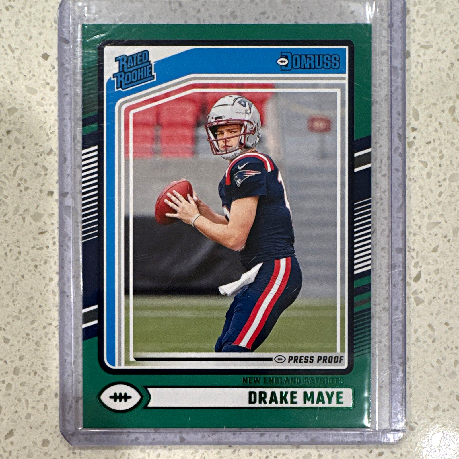 Panini 2024 Donruss Football Rated Rookie Press Proof Green Drake Maye #379