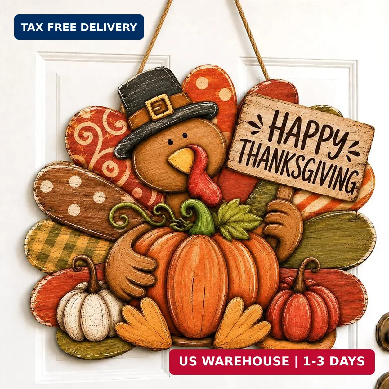 Happy Thanksgiving Door Sign, Thanksgiving Turkey Pumpkin Decorations Happy Thanksgiving Door Sign, Thanksgiving Turkey Pumpkin Decorations