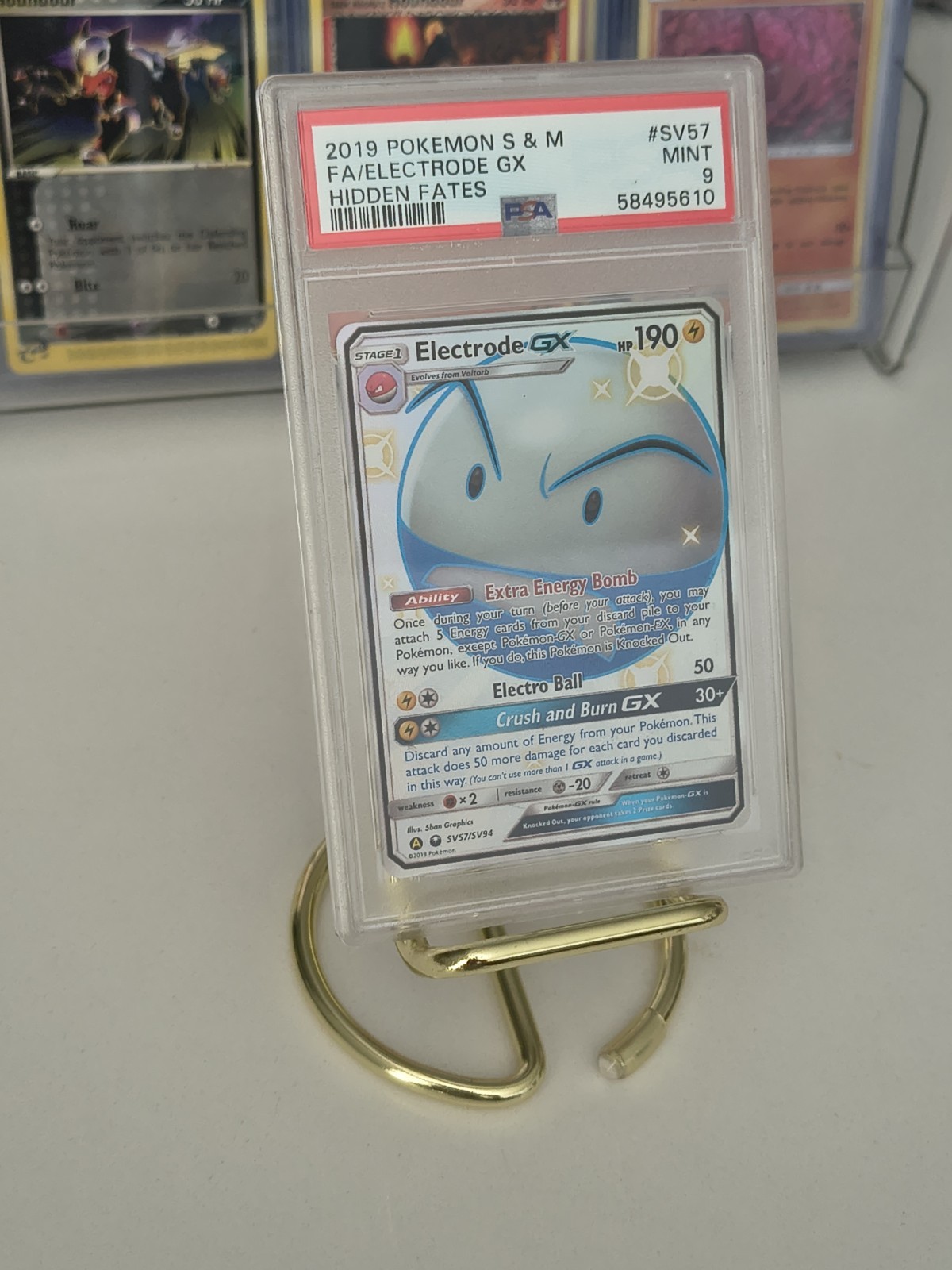 2019 POKEMON SUN & MOON HIDDEN FATES #SV57 FULL ART/ELECTRODE GX PSA 9
