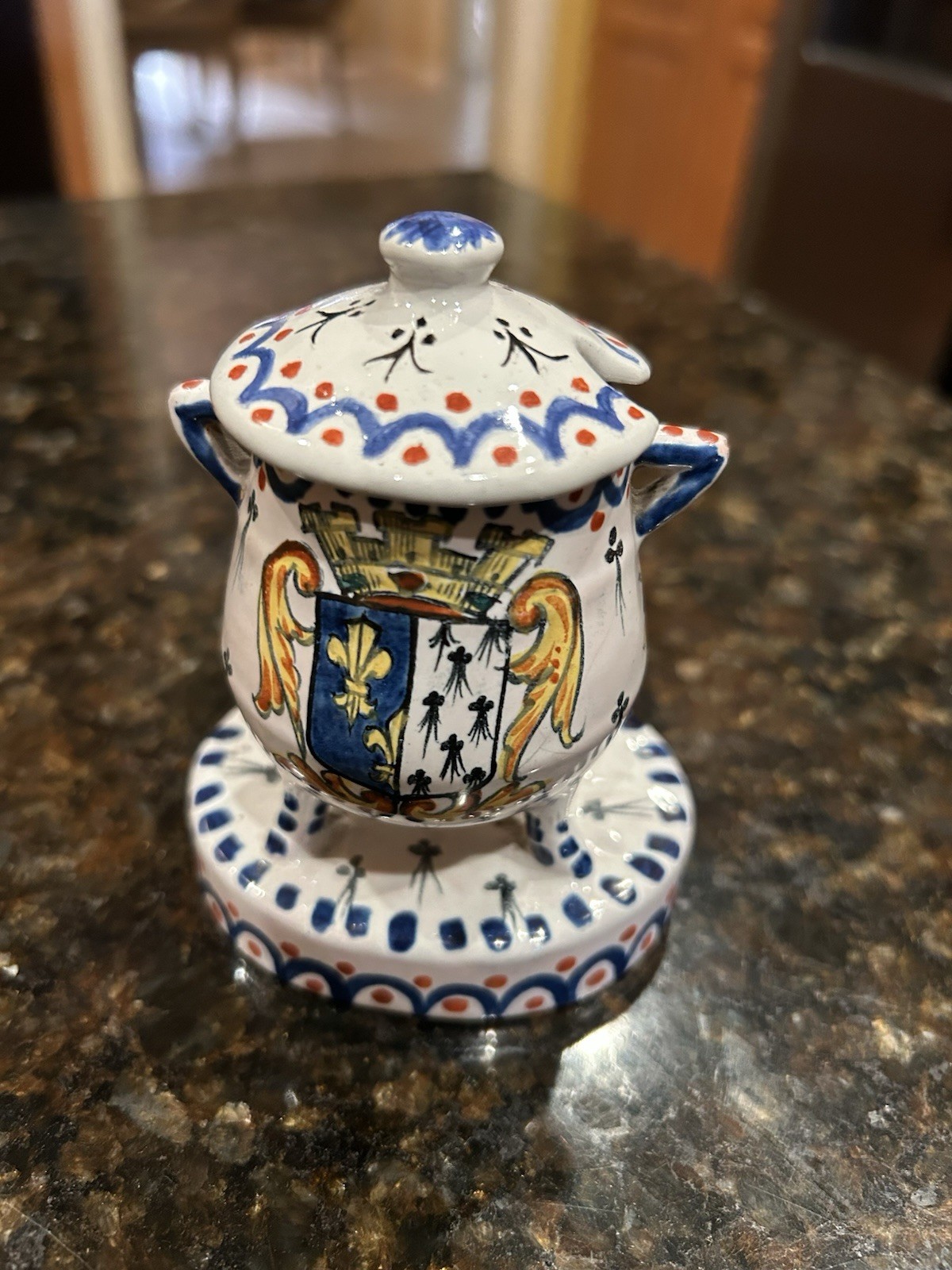 Aleide Chameil French Faience Pottery Mustard Pot Aleide Chameil French Faience Pottery Mustard Pot