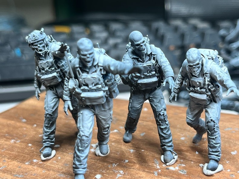 New 1/35 Us Soldier Zombies 4 Figures 3D Printed Unpainted Resin Models