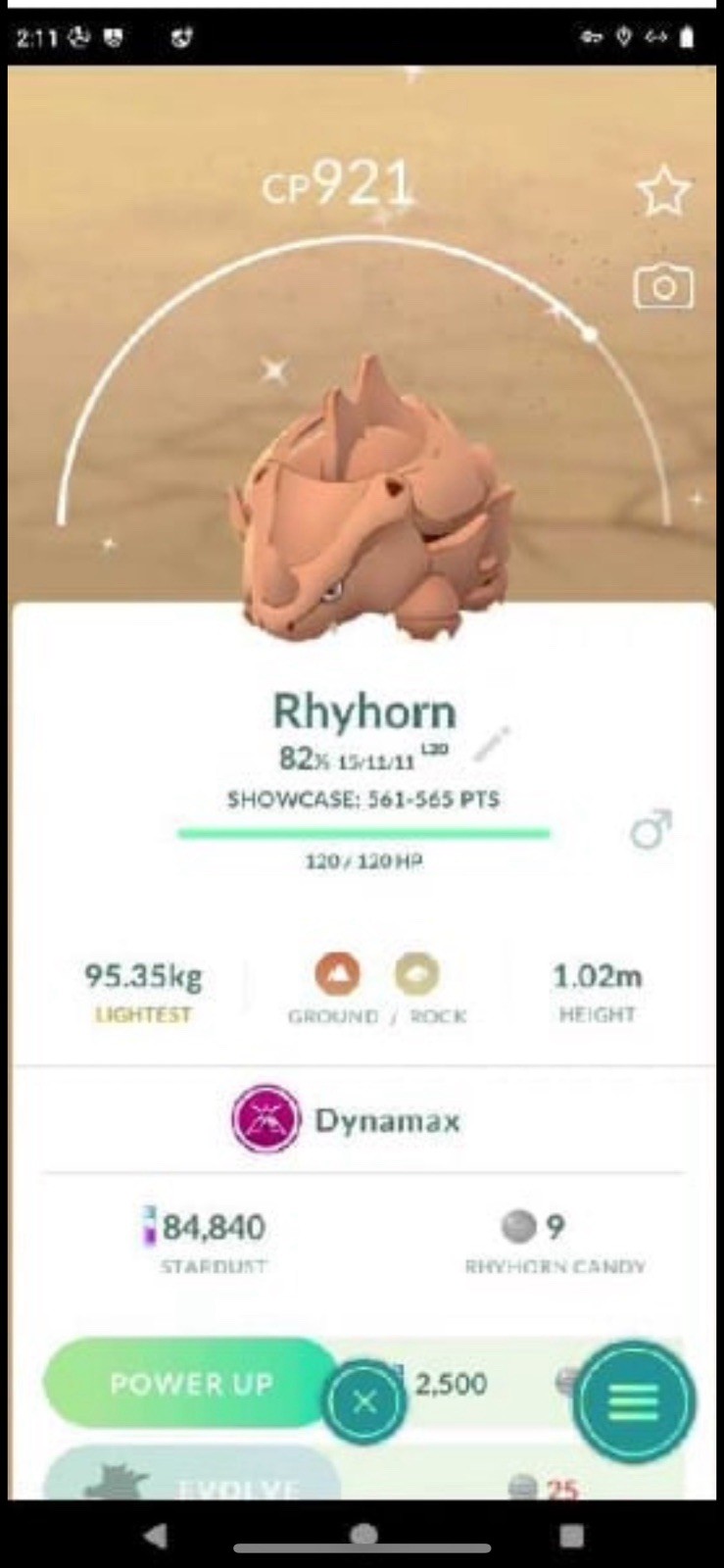 Shiny Dynamax Rhyhorn ✨✨✨20k dusts)-PTCs💥💥Pokémon G0
