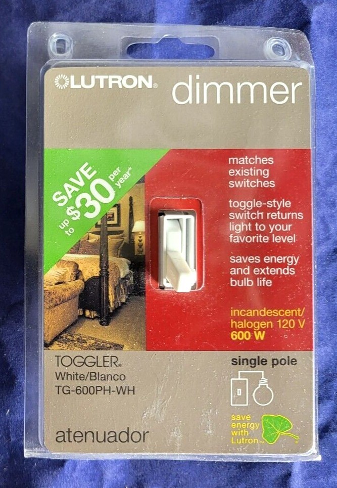 Lutron toggler Dimmer Switch 600-Watt Incandescent/Single-Pole White