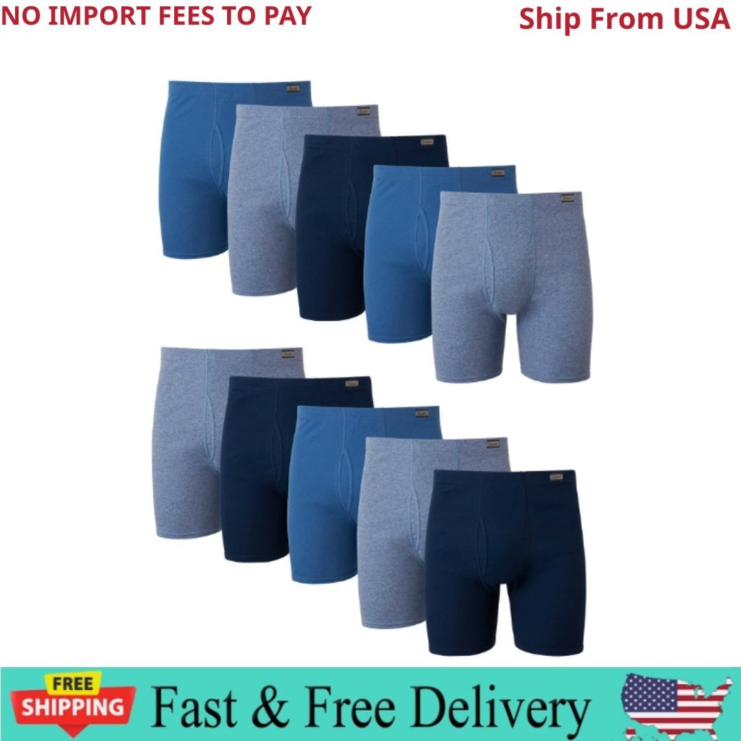 Hanes Men\'s Super Value Pack Covered Waistband Boxer Briefs 10 Pack (Size L) New
