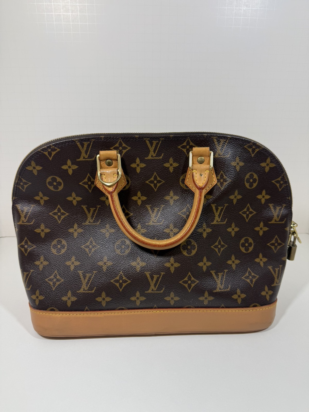 AUTHENTIC Louis Vuitton Alma Shoulder Bag PM Brown Canvas/Leather