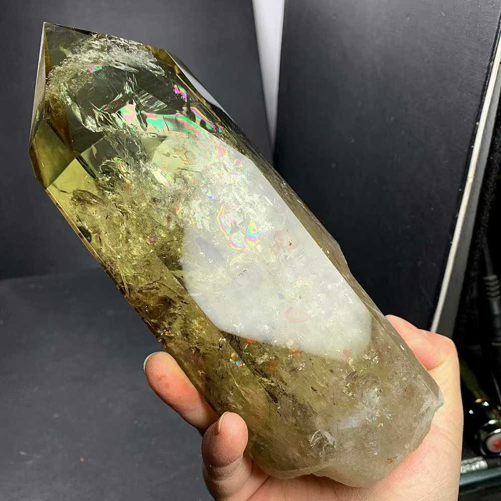 5.03LB Natural Citrine Quartz Obelisk Energy Crystal Tower Point Reiki +Stand