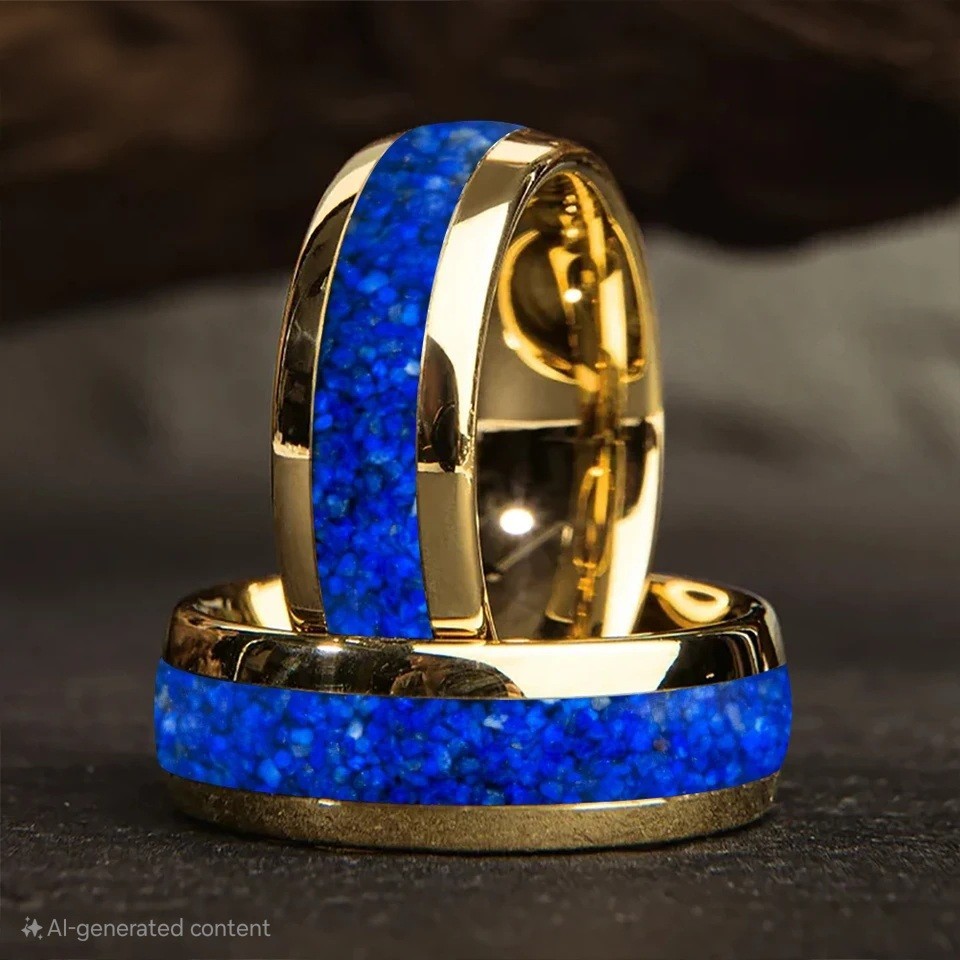 4/6/8MM Tungsten Carbide Ring Band Dome Edges Lapis Lazuli Inlay Ring for Gift 4/6/8MM Tungsten Carbide Ring Band Dome Edges Lapis Lazuli Inlay Ring for Gift