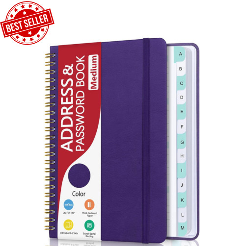 Address Book with Alphabetical Tabs, Phone Book Password Keeper, 5.7\