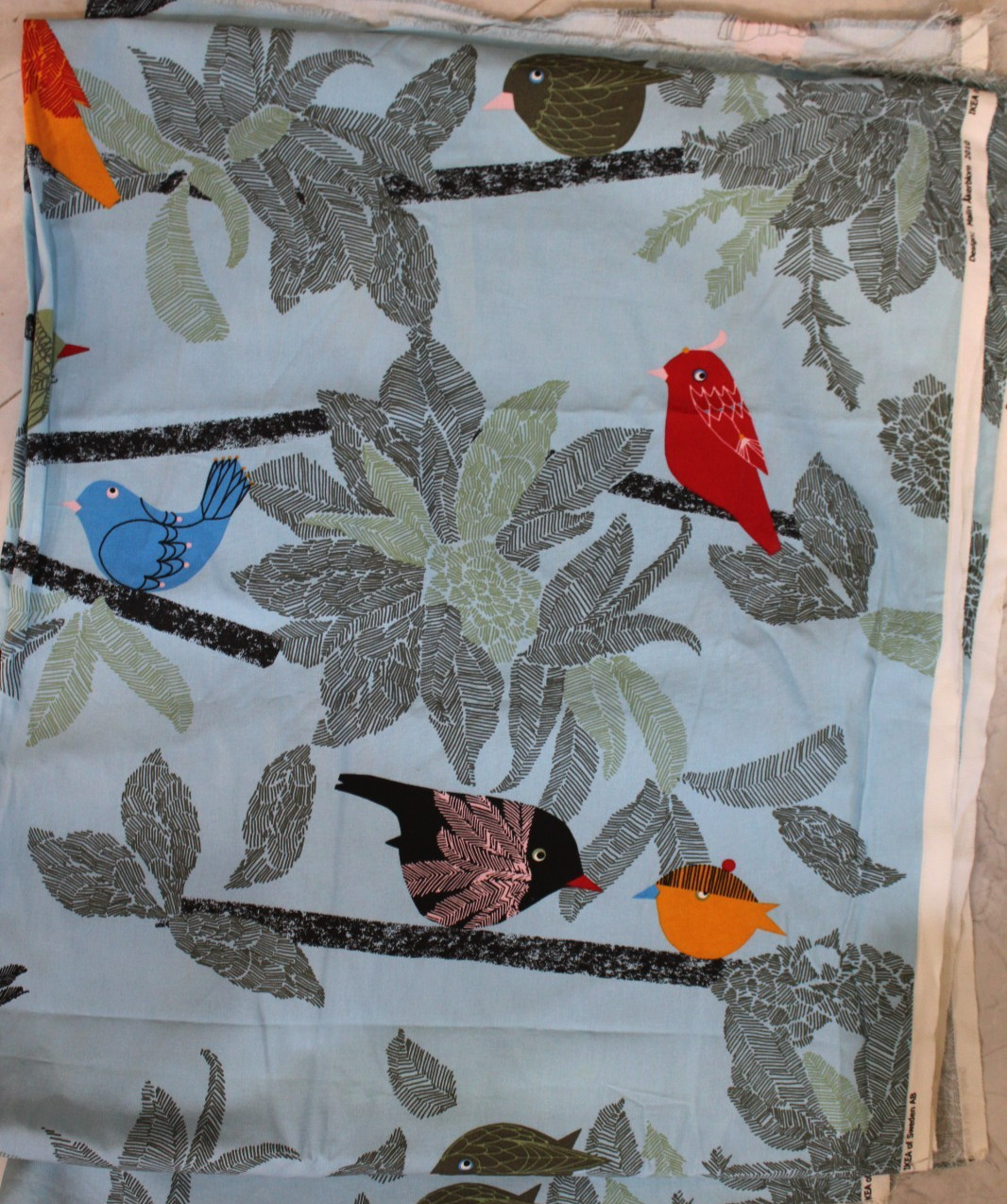Vintage Ikea Malin Akerblom 2010 Birds Fabric 58\