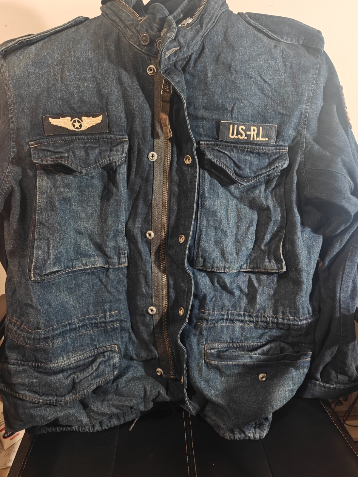 POLO RALPH LAUREN DENIM PARKA COAT JACKET MENS SZ L POLO RALPH LAUREN DENIM PARKA COAT JACKET MENS SZ L