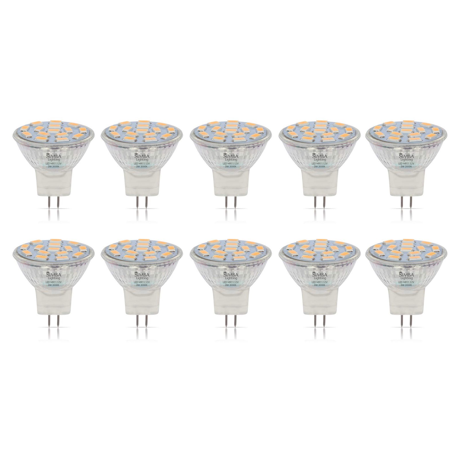 [10 Pack] LED MR11 3W 20W 12V Halogen Replacement GU4 Bi-Pin 3000K Soft White