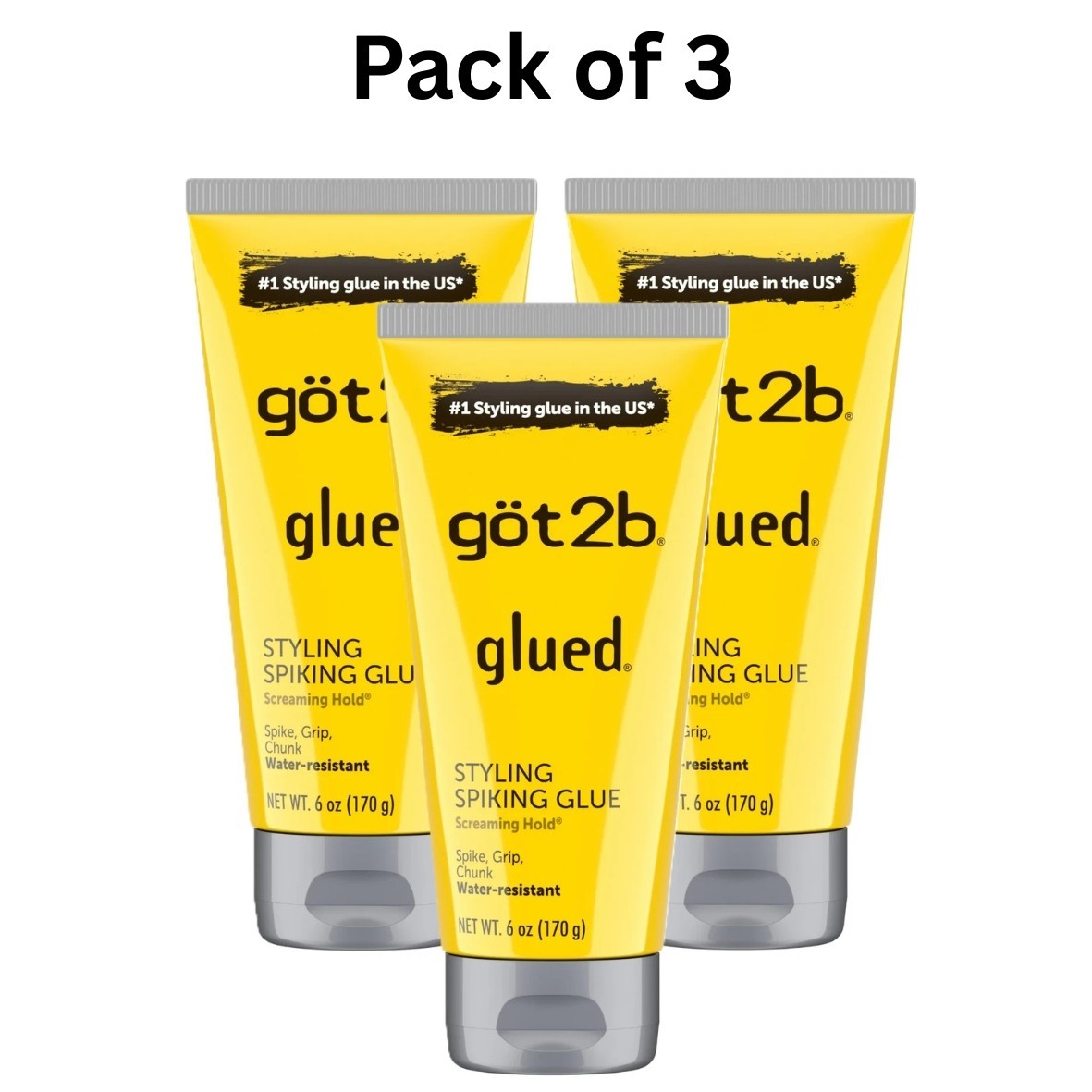 got2b Glued Styling Spiking Hair Gel, Water-Resistant, Bold, , 6 oz (3 Pack) got2b Glued Styling Spiking Hair Gel, Water-Resistant, Bold, , 6 oz (3 Pack)