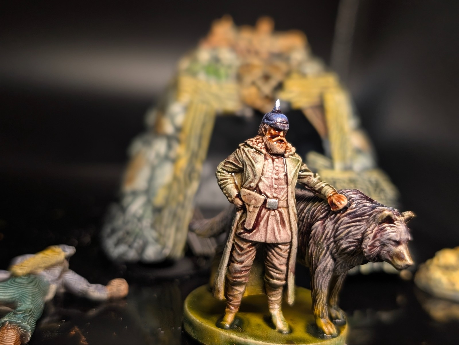 Well painted cool soldier with wolf miniature metal