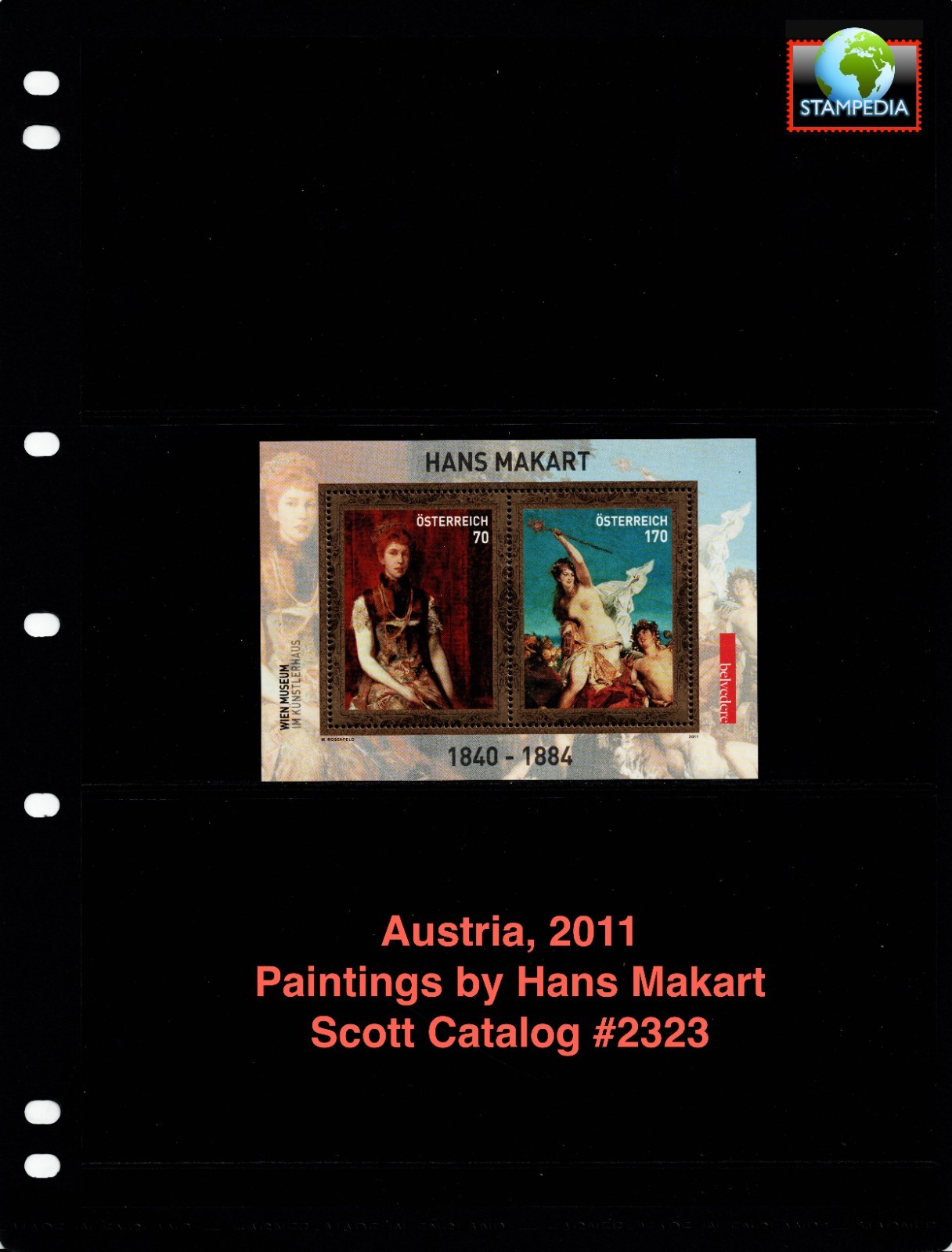 $6.00 Scott Value - 2011 AUSTRIA Fine Art s/s Hans Makart Painting CV MNH NH UMM