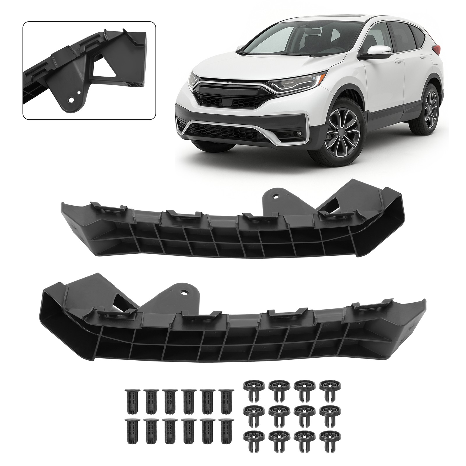 Pair Black Front Bumper Headlight Support Bracket For Honda CR-V CRV 2017-2022 Pair Black Front Bumper Headlight Support Bracket For Honda CR-V CRV 2017-2022