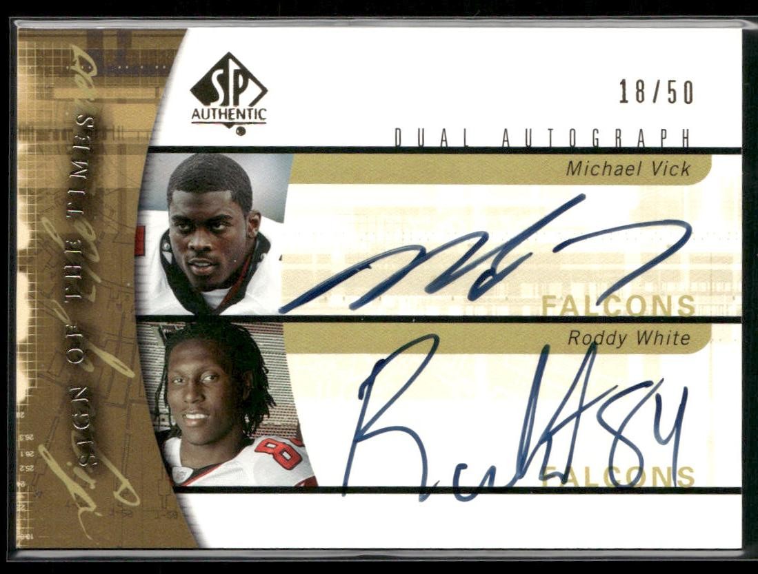 2005 SP Authentic Michael Vick / Roddy White Sign of the Times Dual AUTO #/50