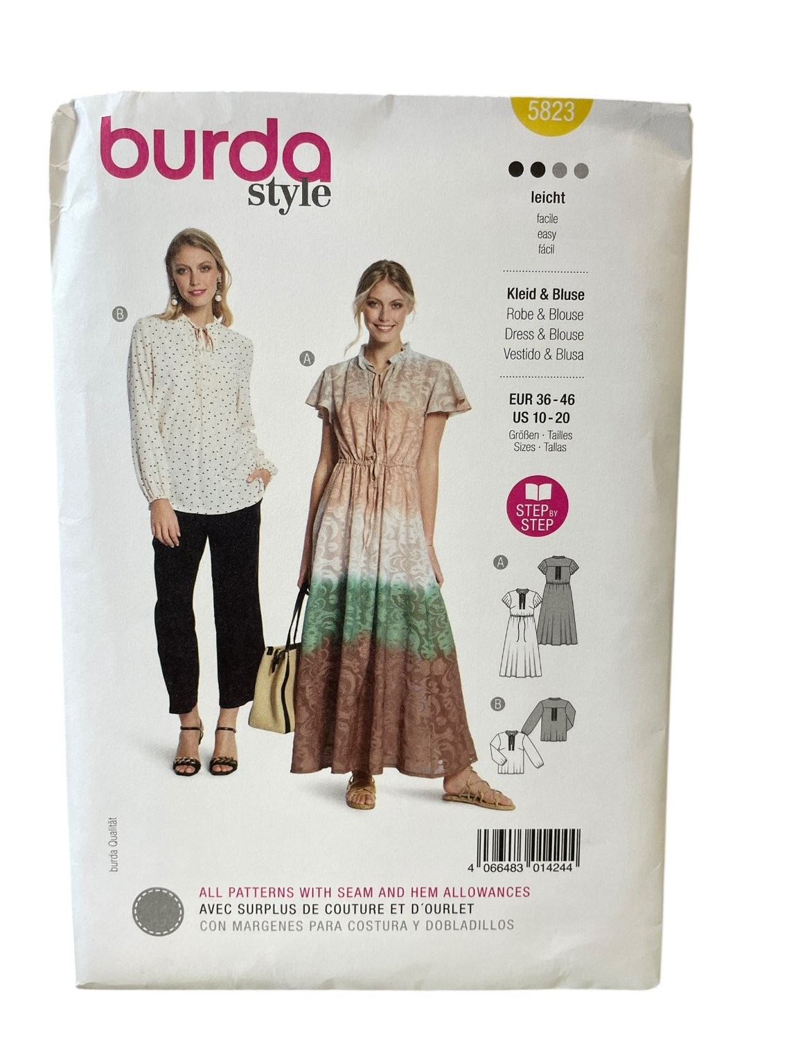 Burda Style 5823 Dress & Blouse Sewing Pattern US 10-20 Easy UNCUT FF