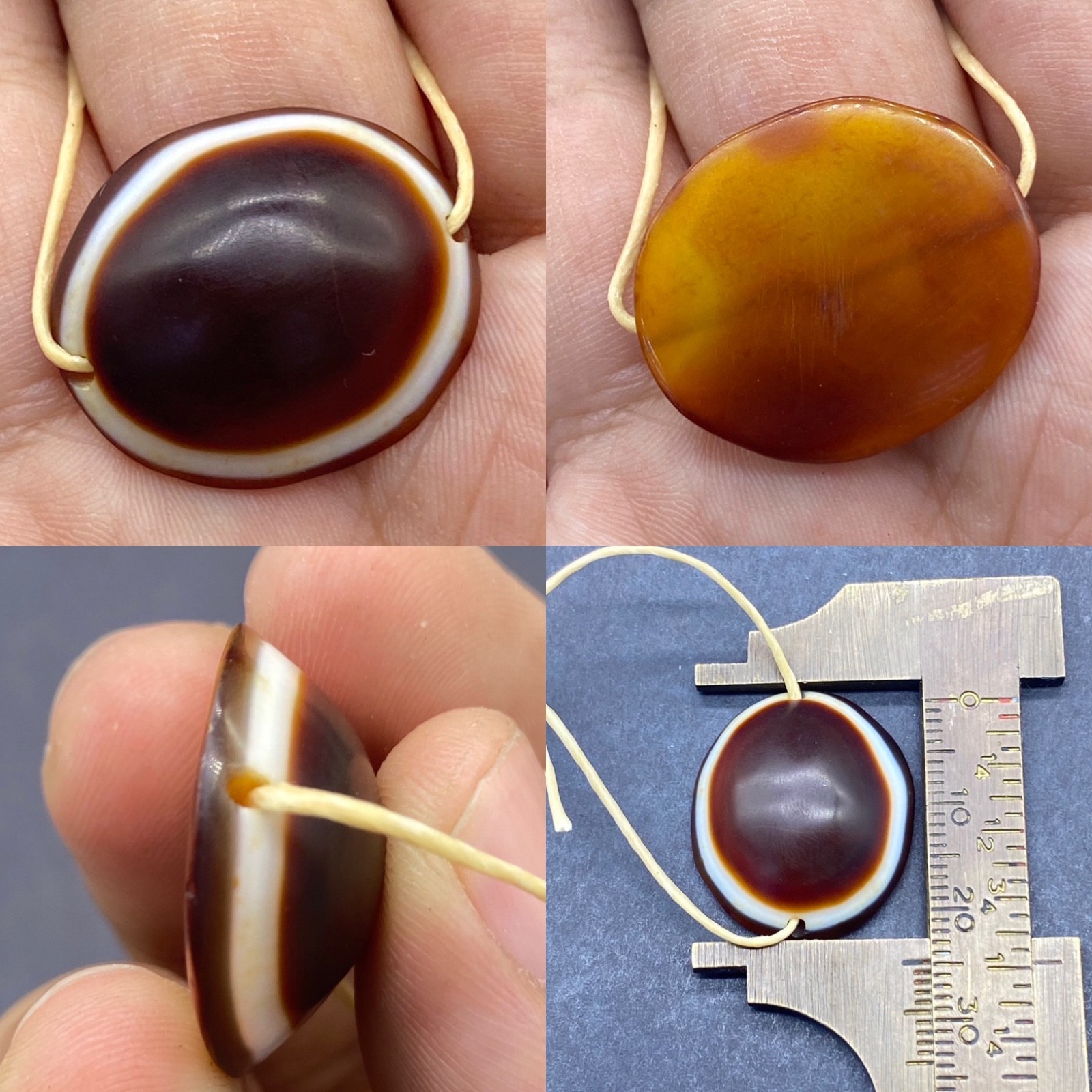 Collectible Genuine Ancient Tibetan Luk Mik Goat’s eye banded Agate stone Bead