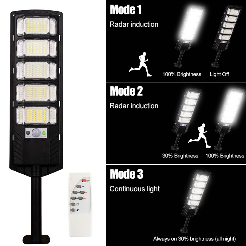 Solar Street Light 12000LM Outdoor LED Motion Sensor Remote Control IP65