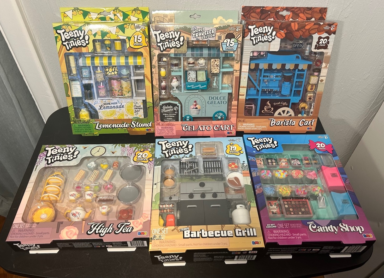 Teeny Tinies Play Sets Lot of 6 NIB Lemonade Stand Gelato Cart BBQ Barista Tea